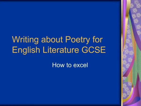 Writing about Poetry for English Literature GCSE