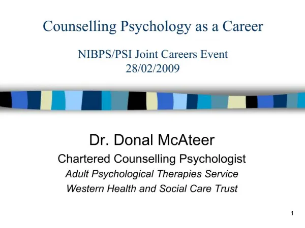 Counselling Psychology as a Career NIBPS
