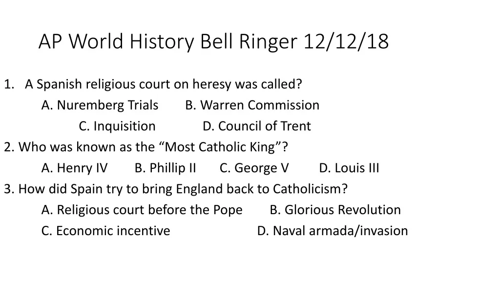 ap world history bell ringer 12 12 18