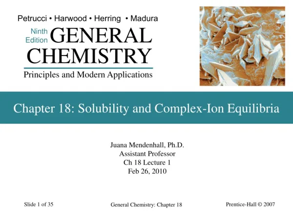 Chapter 18: Solubility and Complex-Ion Equilibria