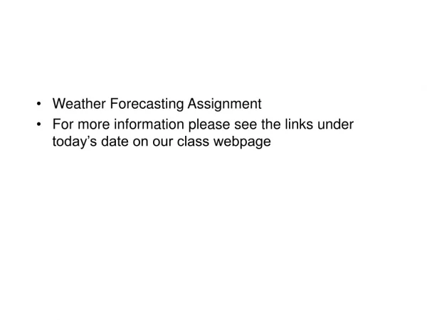 Weather Forecasting Assignment