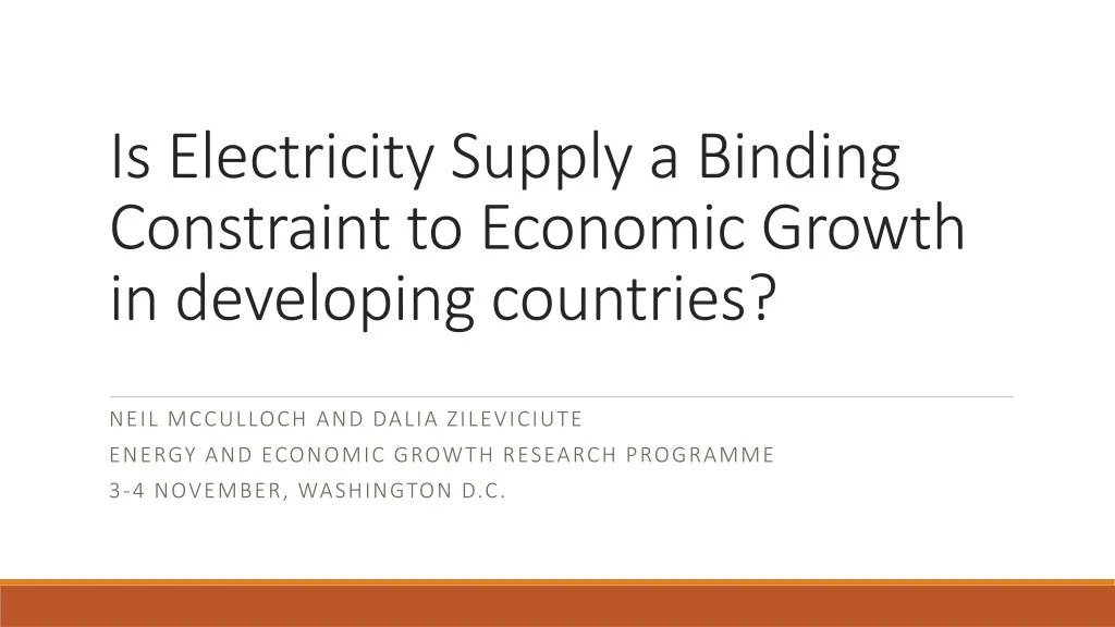 is electricity supply a binding constraint to economic growth in developing countries