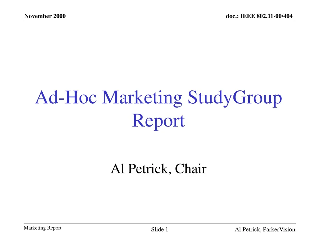 ad hoc marketing studygroup report