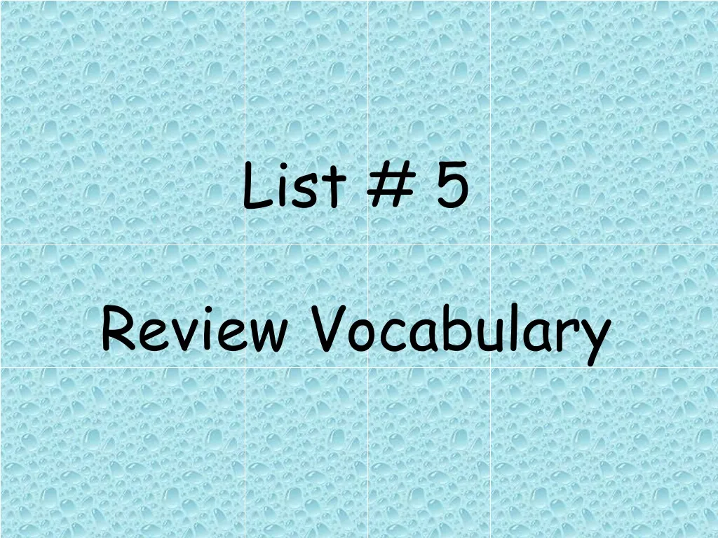 list 5 review vocabulary