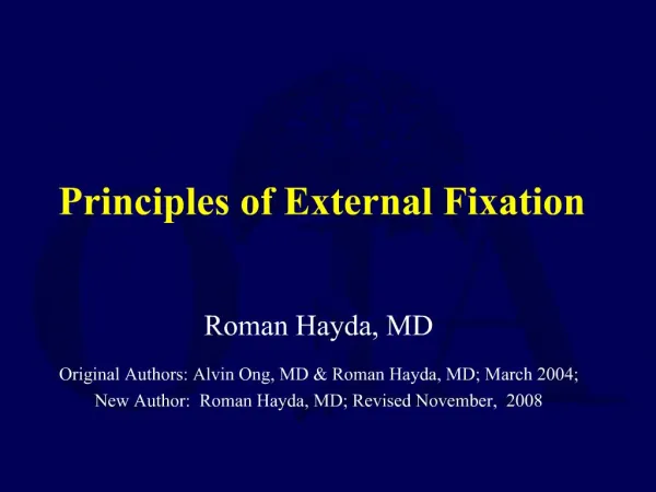 Principles of External Fixation
