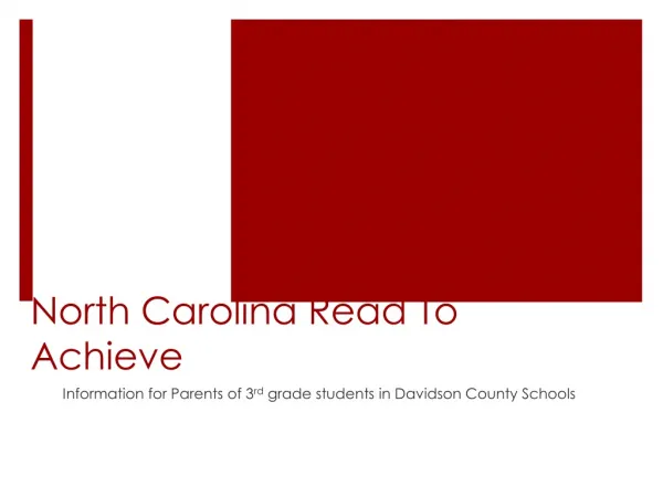 North Carolina Read To Achieve