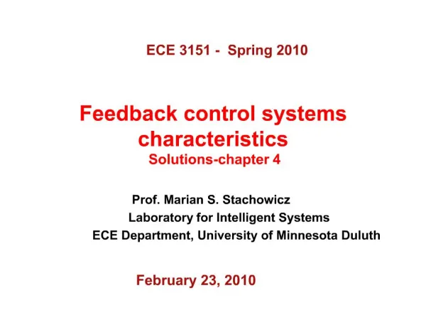 Feedback control systems characteristics Solutions-chapter 4