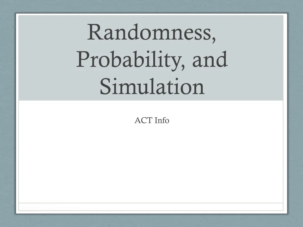 randomness probability and simulation