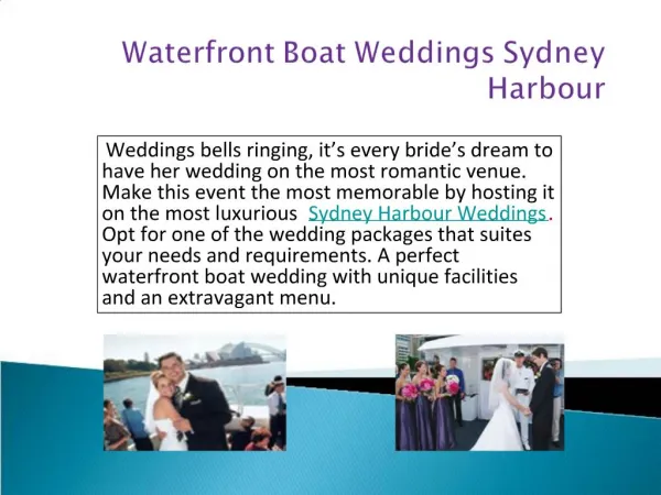 Waterfront Boat Weddings Sydney Harbour