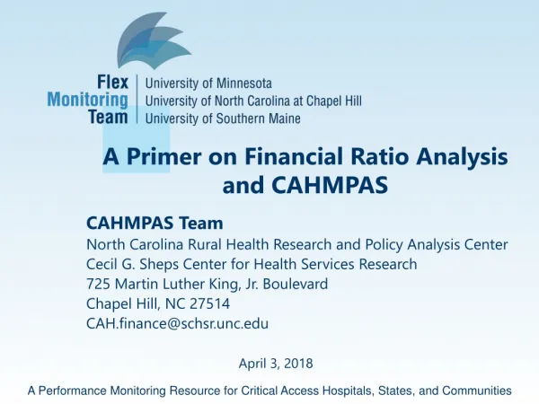 A Primer on Financial Ratio Analysis and CAHMPAS