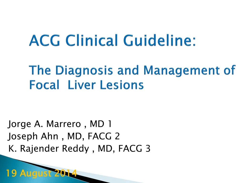 acg clinical guideline the diagnosis and management of focal liver lesions