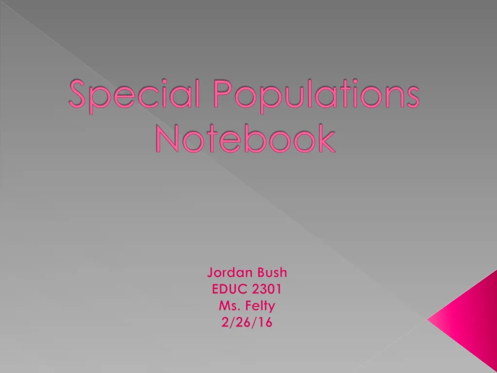 special populations notebook