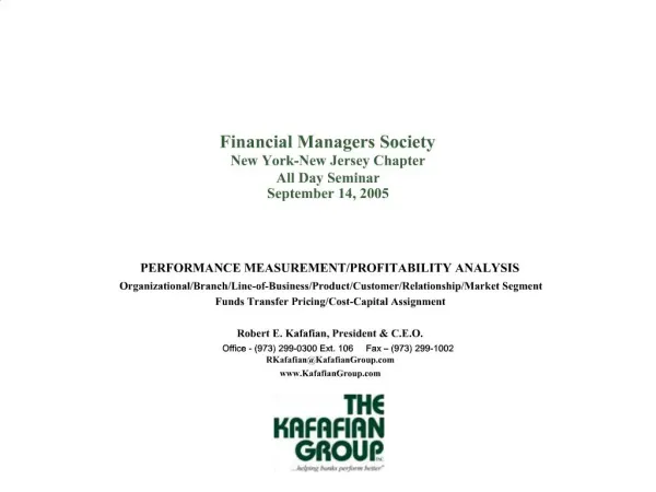 Financial Managers Society New York-New Jersey Chapter All Day Seminar September 14, 2005