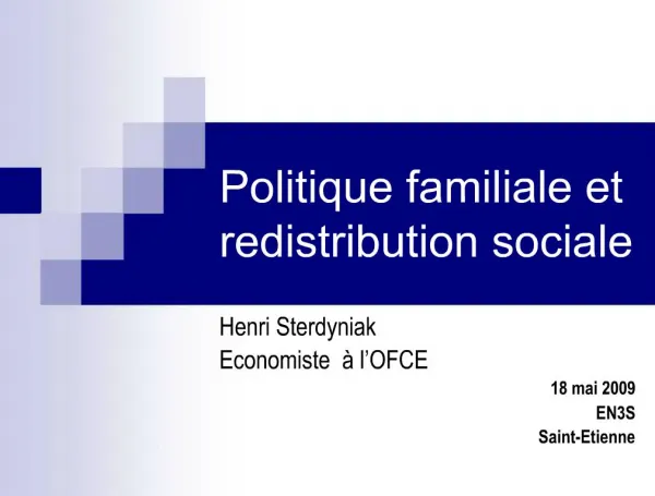 Politique familiale et redistribution sociale