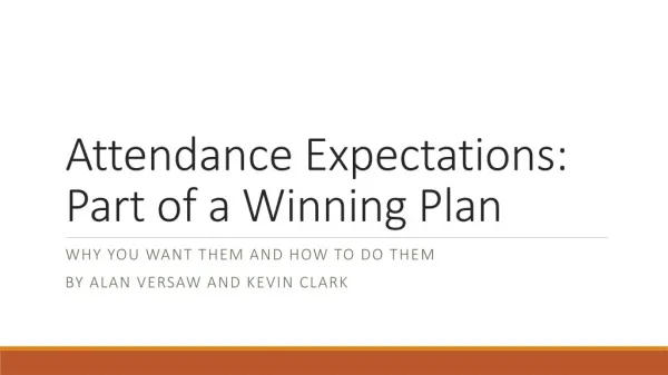 Attendance Expectations: Part of a Winning Plan