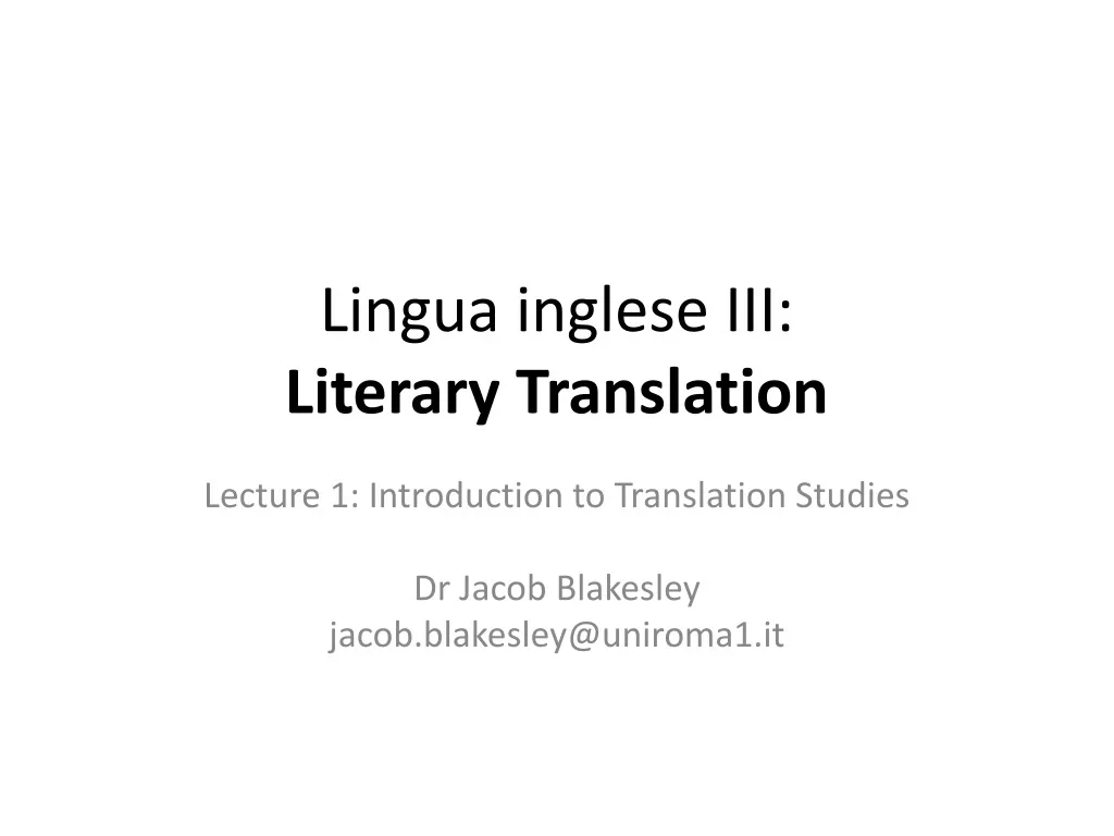 lingua inglese iii literary translation