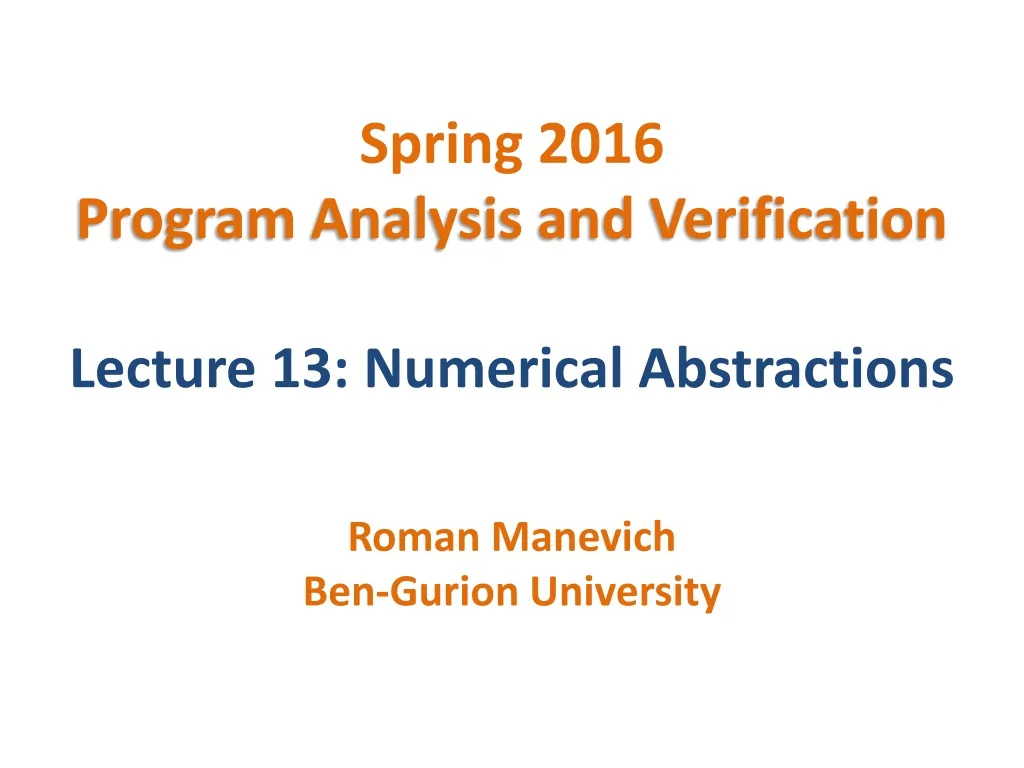 spring 2016 program analysis and verification