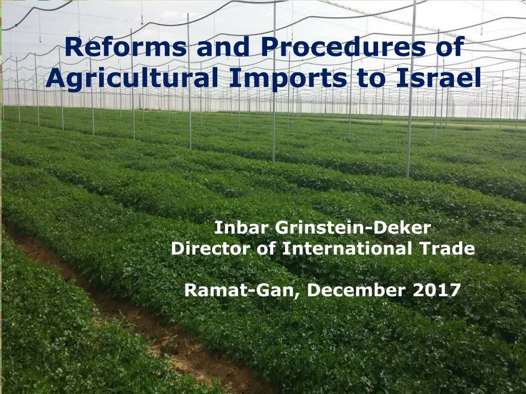 reforms and procedures of agricultural imports