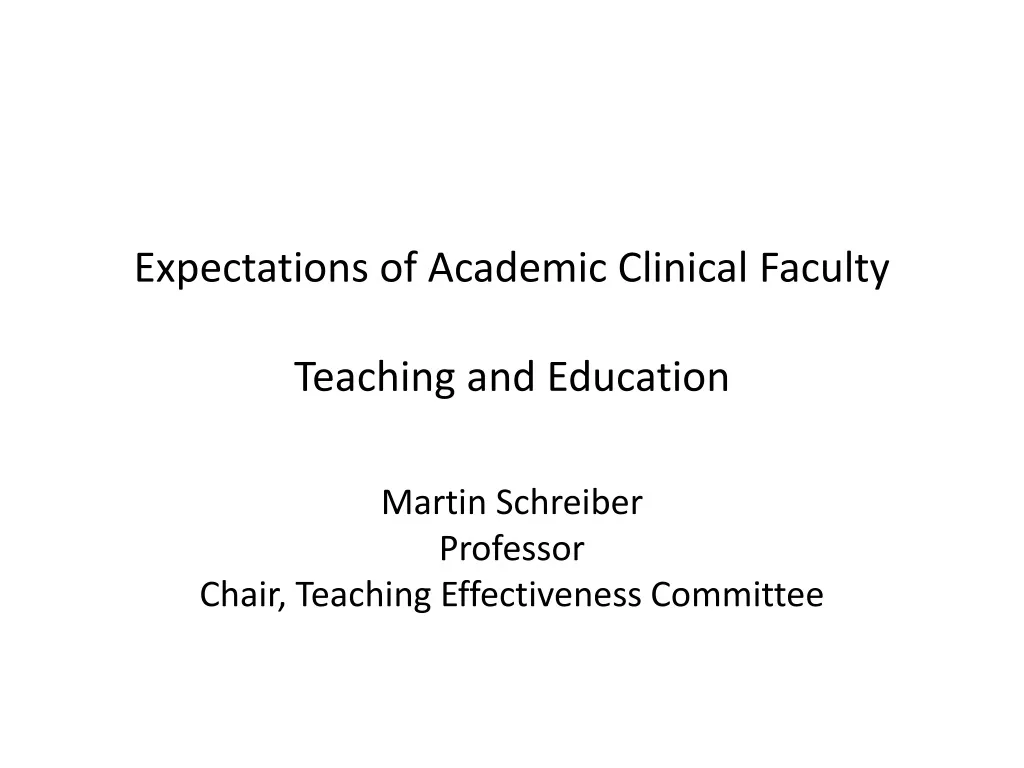 expectations of academic clinical faculty teaching and education