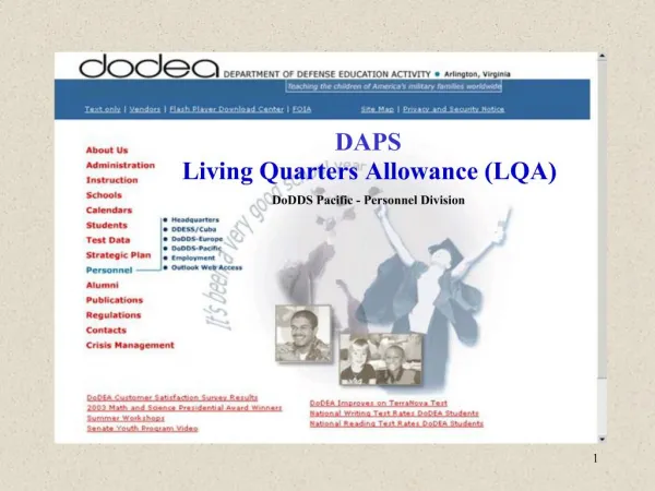 DAPS Living Quarters Allowance LQA DoDDS Pacific - Personnel Division