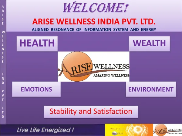 Welcome! ARISE WELLNESS INDIA PVT. LTD. ALIGNED RESONANCE OF INFORMATION SYSTEM AND ENERGY
