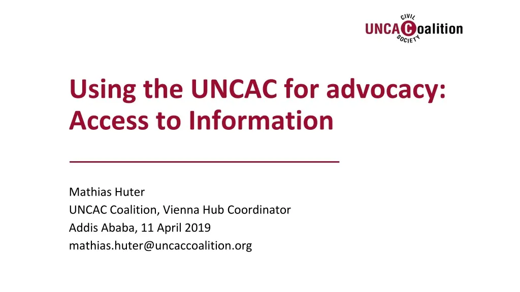 using the uncac for advocacy access to information