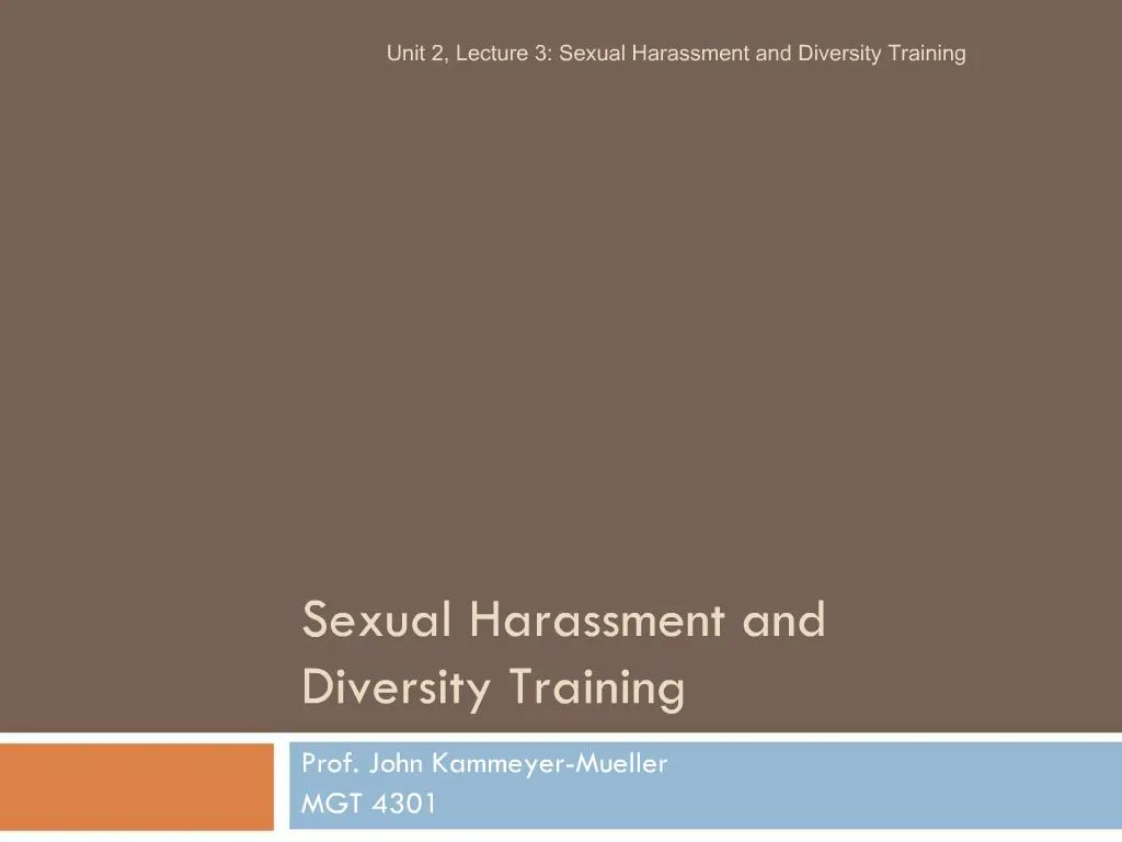 PPT - Sexual Harassment And Diversity Training PowerPoint Presentation ...