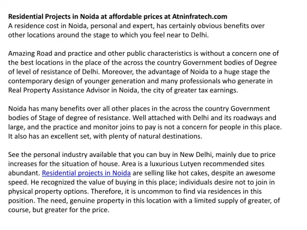 Residential Projects in Noida at Affordable Prices