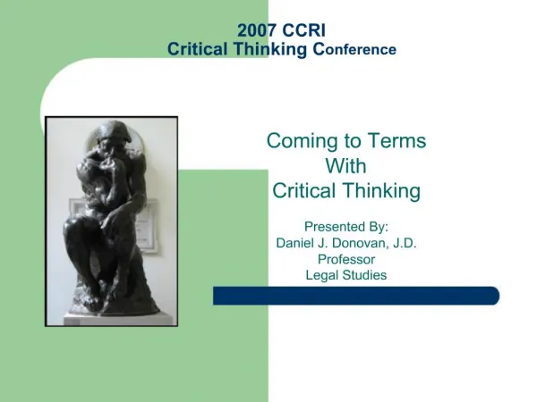 2007 CCRI Critical Thinking Conference