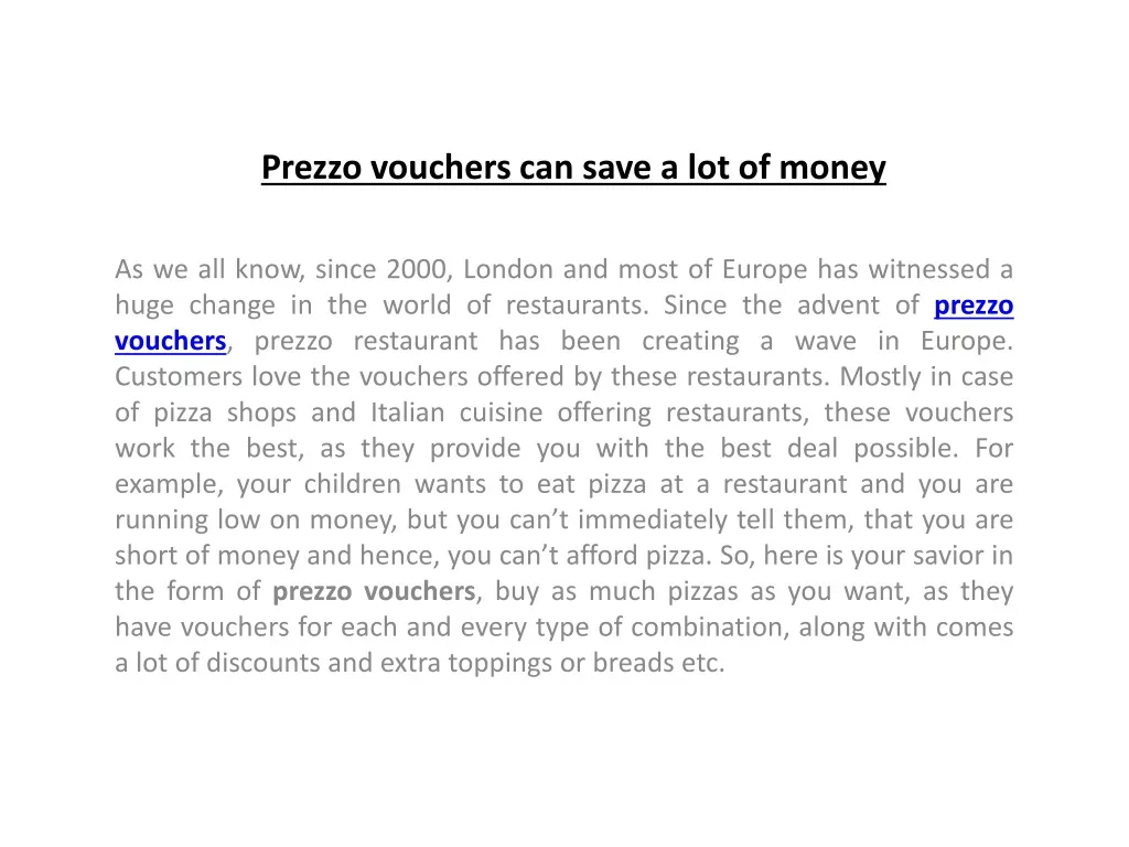 prezzo vouchers can save a lot of money