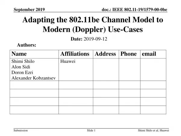 Adapting the 802.11be Channel Model to Modern (Doppler) Use-Cases