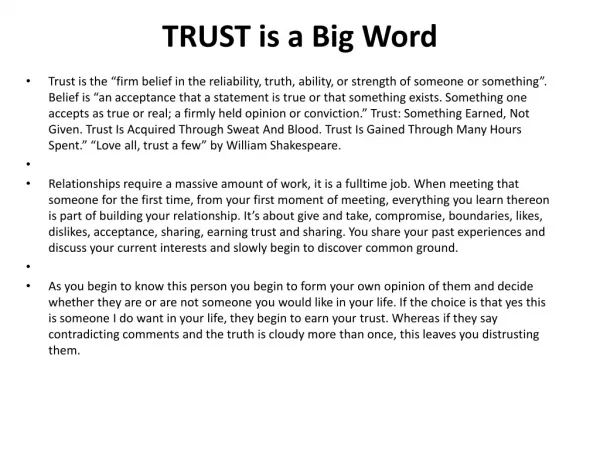 TRUST is a Big Word