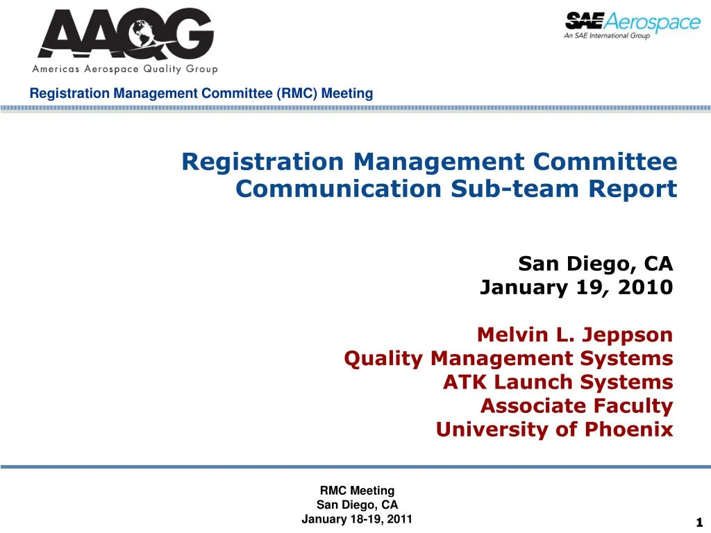 registration management committee communication sub team report