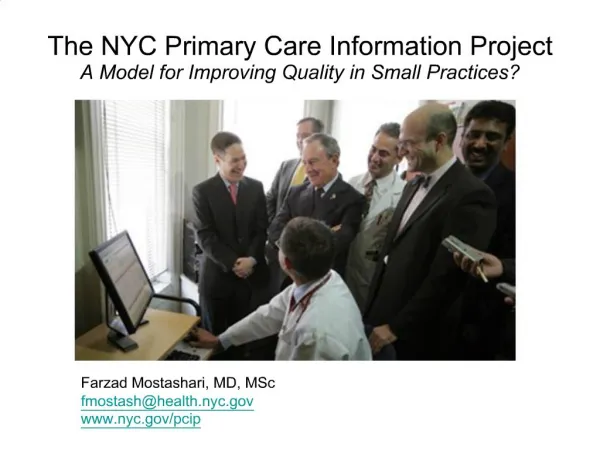 The NYC Primary Care Information Project A Model for Improving Quality in Small Practices