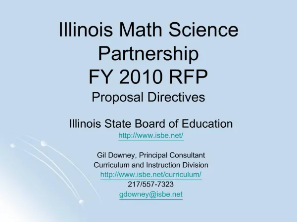 Illinois Math Science Partnership FY 2010 RFP Proposal Directives