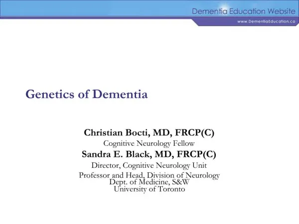 Genetics of Dementia
