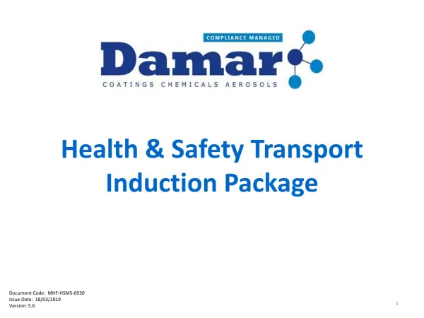 Health &amp; Safety Transport Induction Package