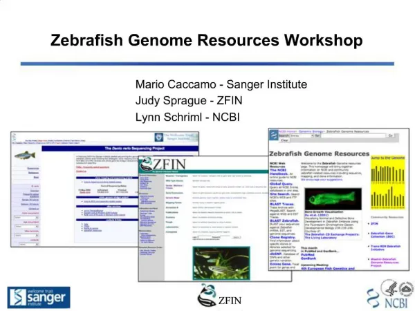 Zebrafish Genome Resources Workshop