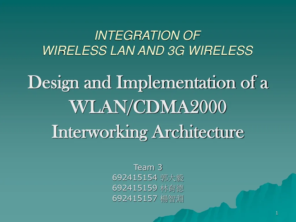 integration of wireless lan and 3g wireless