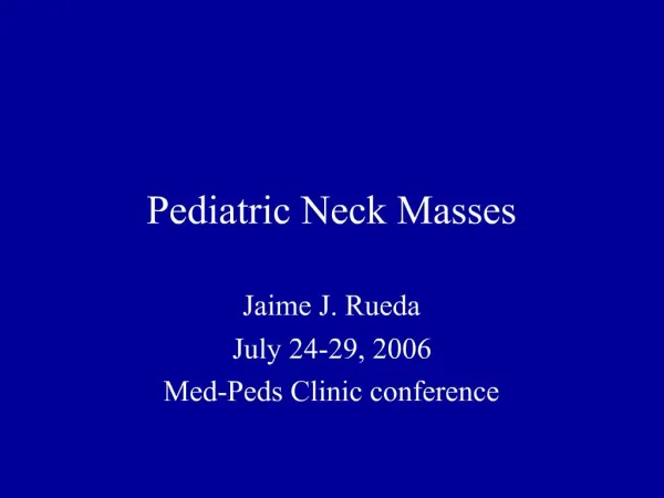 Pediatric Neck Masses