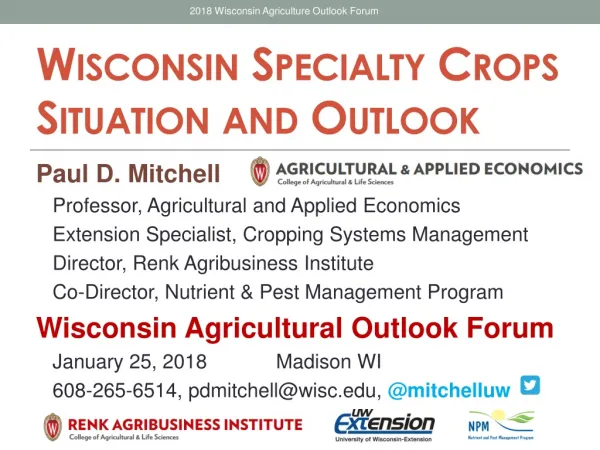 Wisconsin Specialty Crops Situation and Outlook