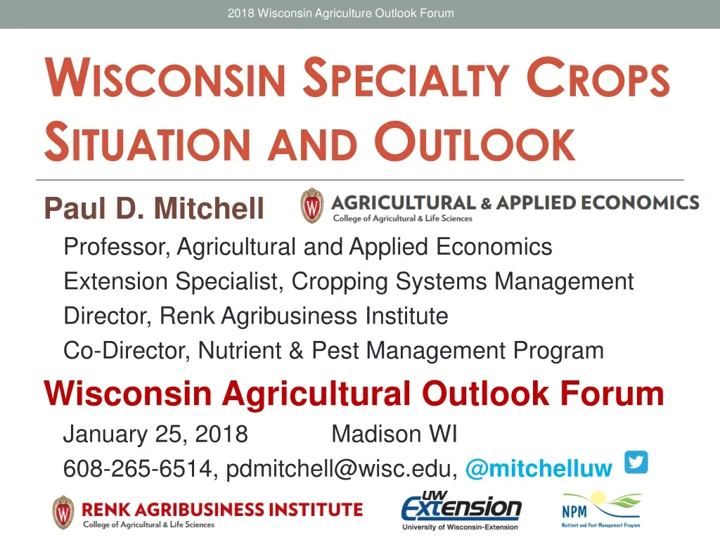 2018 wisconsin agriculture outlook forum