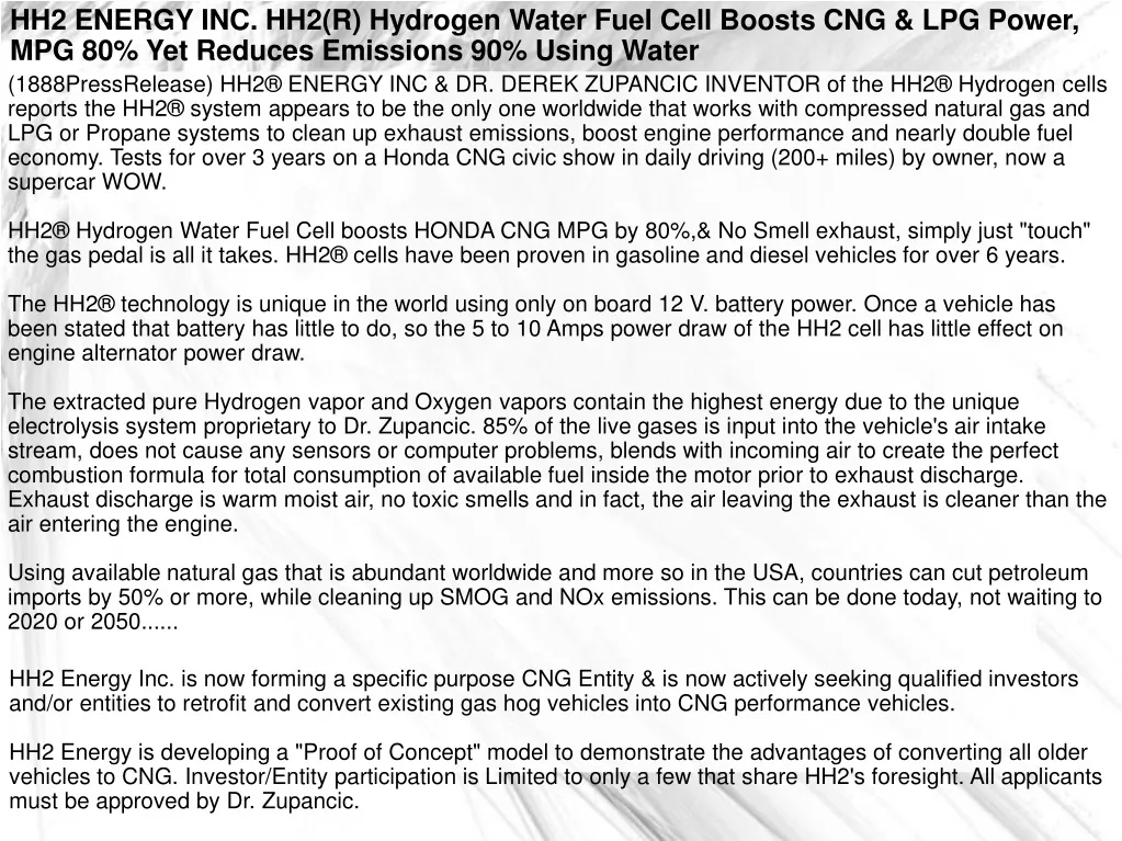 hh2 energy inc hh2 r hydrogen water fuel cell