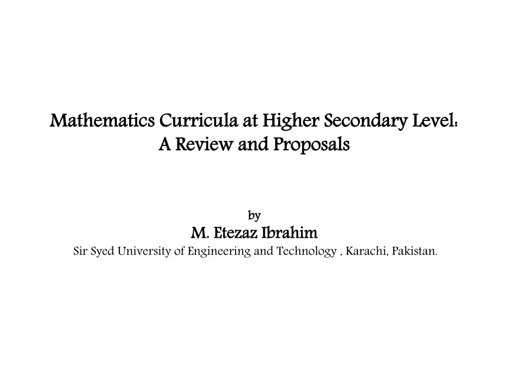 mathematics curricula at higher secondary level