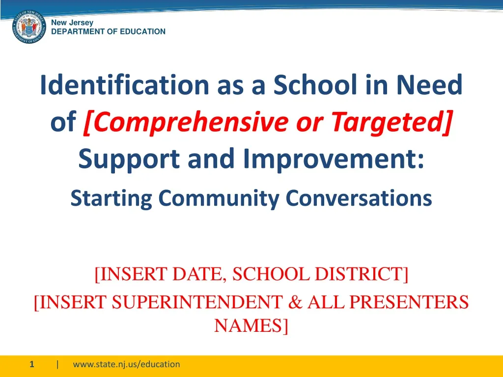 identification as a school in need