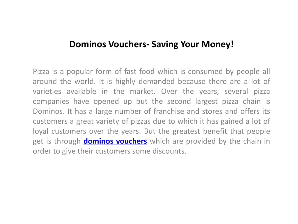 dominos vouchers saving your money
