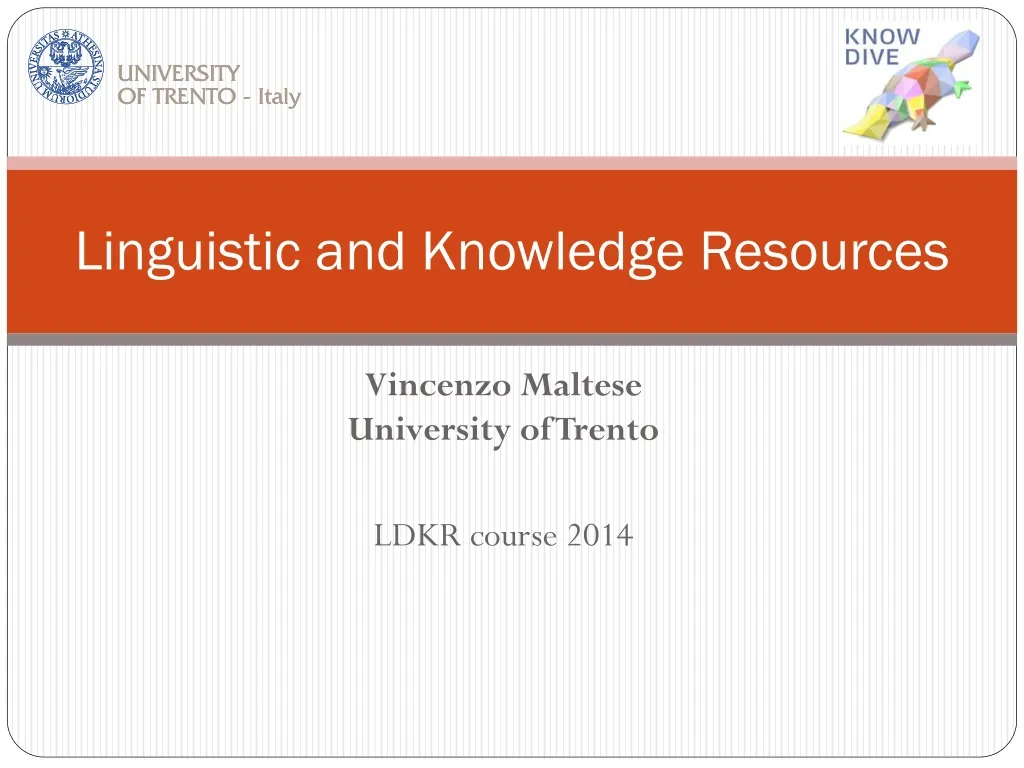 linguistic and knowledge resources