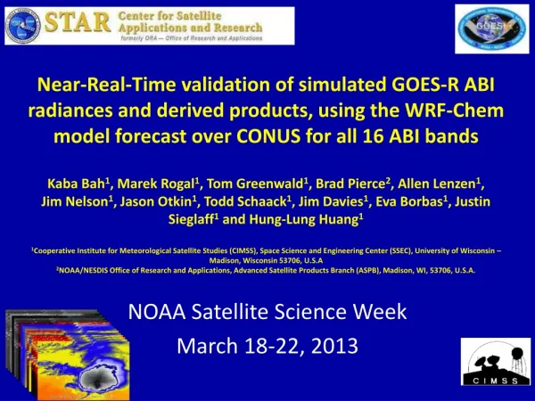 NOAA Satellite Science Week March 18-22, 2013