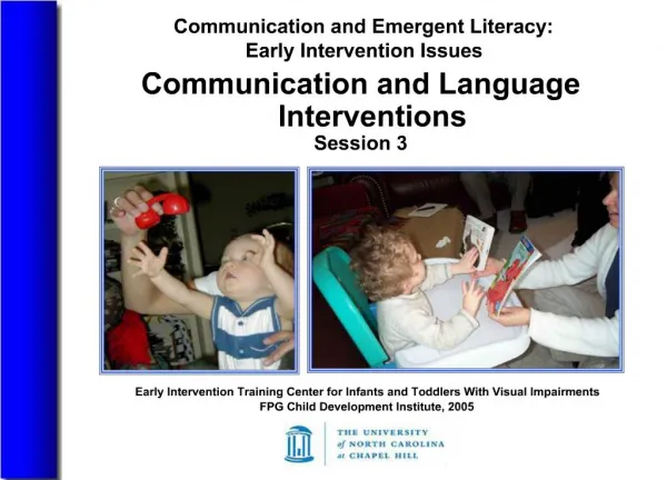Communication and Emergent Literacy: Early Intervention Issues