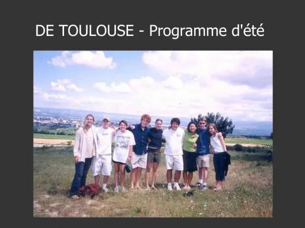 DE TOULOUSE - Programme d t